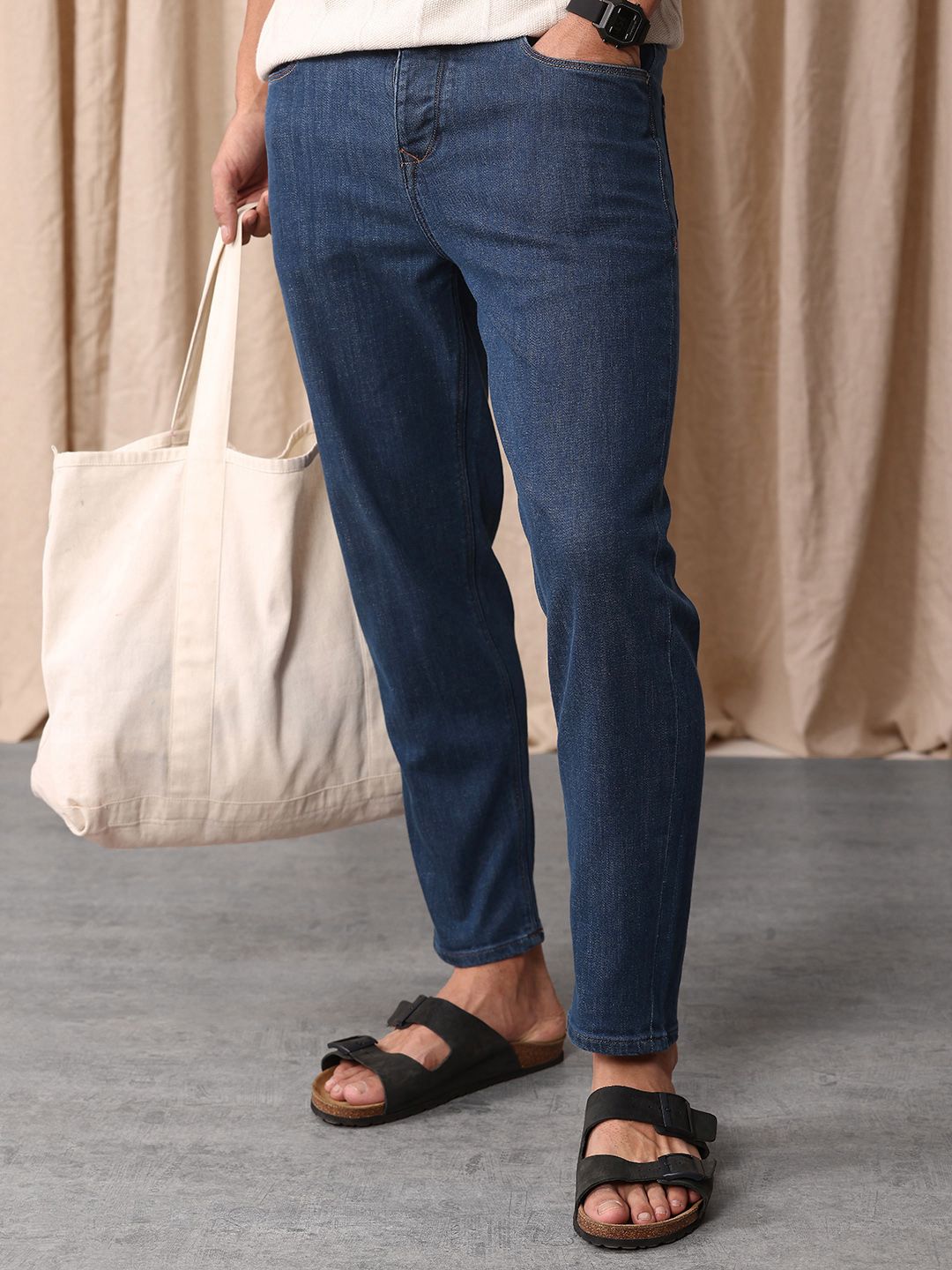 Mr Bowerbird Men Cropped Tapered Fit Stretchable Jeans