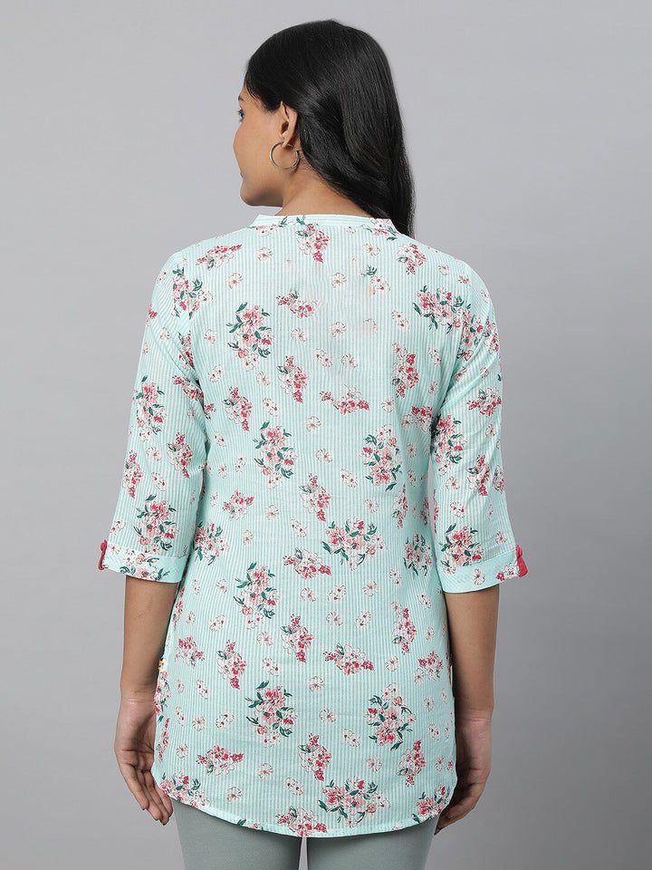 AURELIA Floral Printed Pure Cotton Pleated Kurti