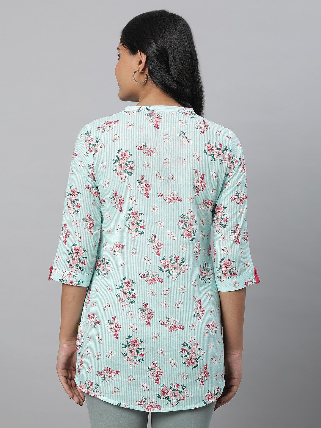 AURELIA Floral Printed Pure Cotton Pleated Kurti