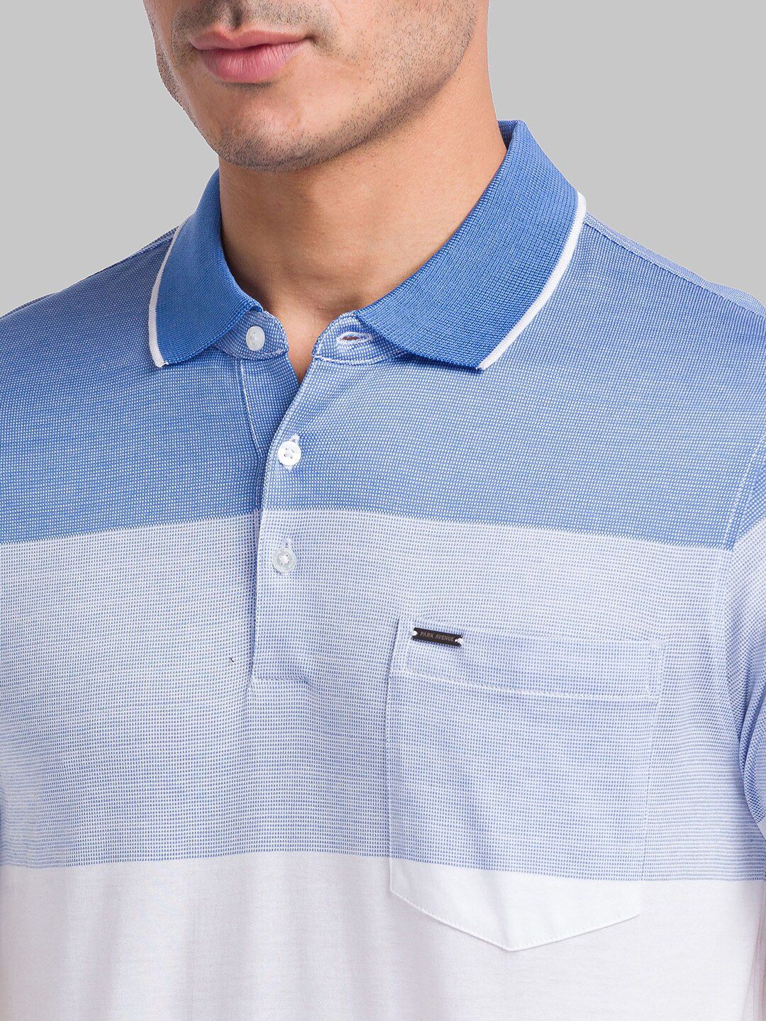 Park Avenue Colourblocked Polo Collar Pure Cotton Slim Fit T-shirt