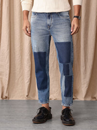 Mr Bowerbird Men Tapered Cropped Heavy Fade Stretchable Jeans