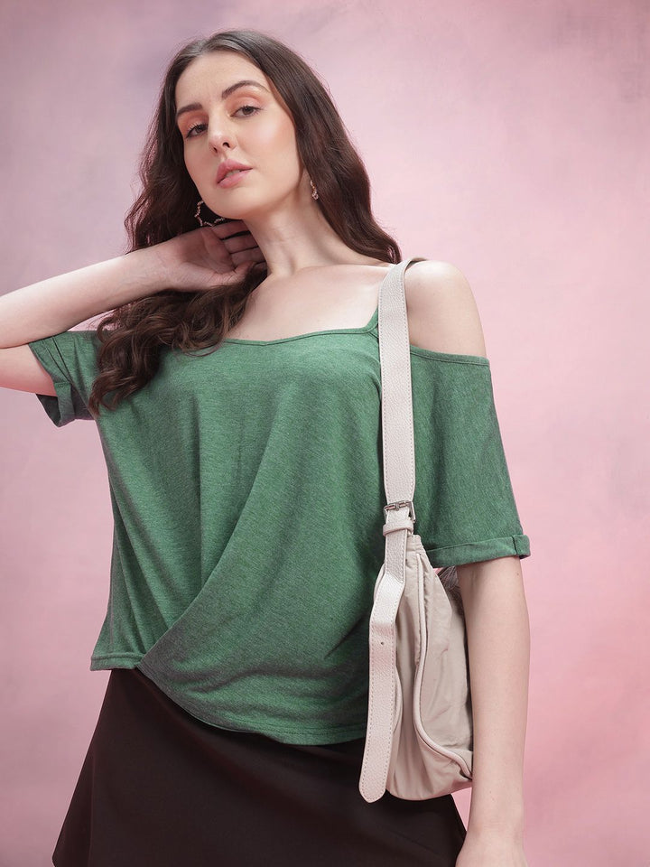 DressBerry Cold-Shoulder Gathered Top