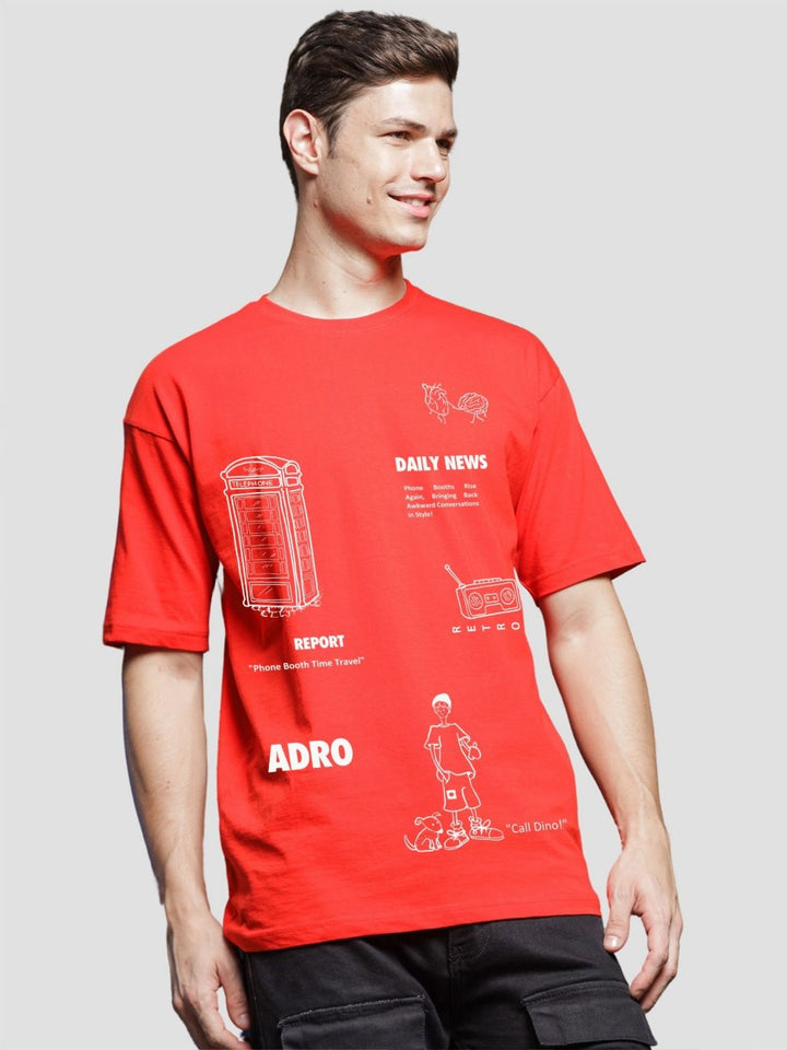 ADRO Men Graphic Printed Round Neck Cotton Oversized T-Shirt