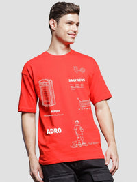 ADRO Men Graphic Printed Round Neck Cotton Oversized T-Shirt