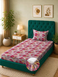 Moda Rapido X KLOTTHE Motif Etnik Merah & Merah Jambu 300 TC Cadar Bujang dengan 1 Sarung Bantal