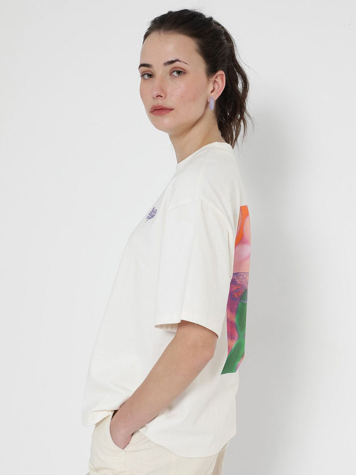 Rareism Enrique Round Neck Drop-Shoulder Sleeves Cotton Santai T-Shirt Fit
