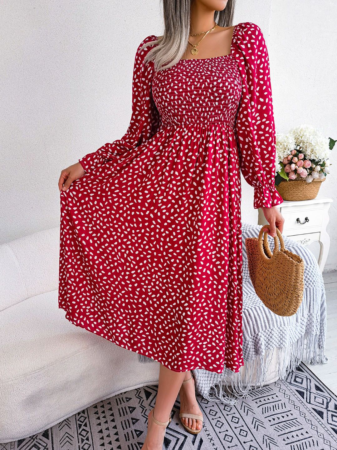all about you Polka Dot Print Fit & Flare Dress