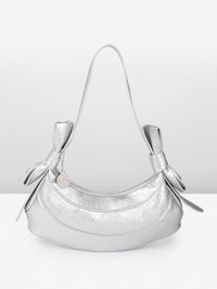 DressBerry Textured Half Moon Shoulder Bag with Bow Detail