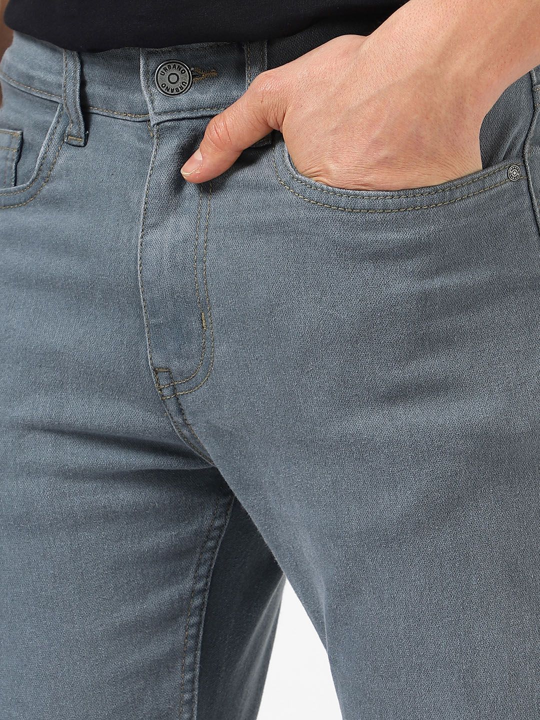 Urbano Fashion Men Grey Slim Fit Mid-Rise Clean Look Stretchable Jeans