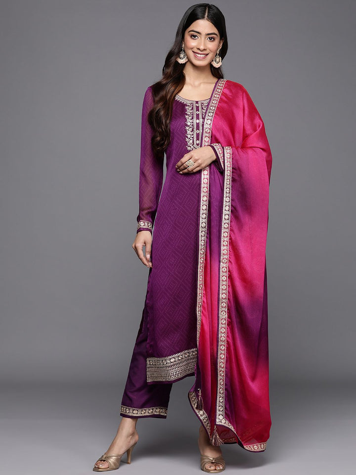 Libas Floral Printed Kurta with Trousers & With Dupatta