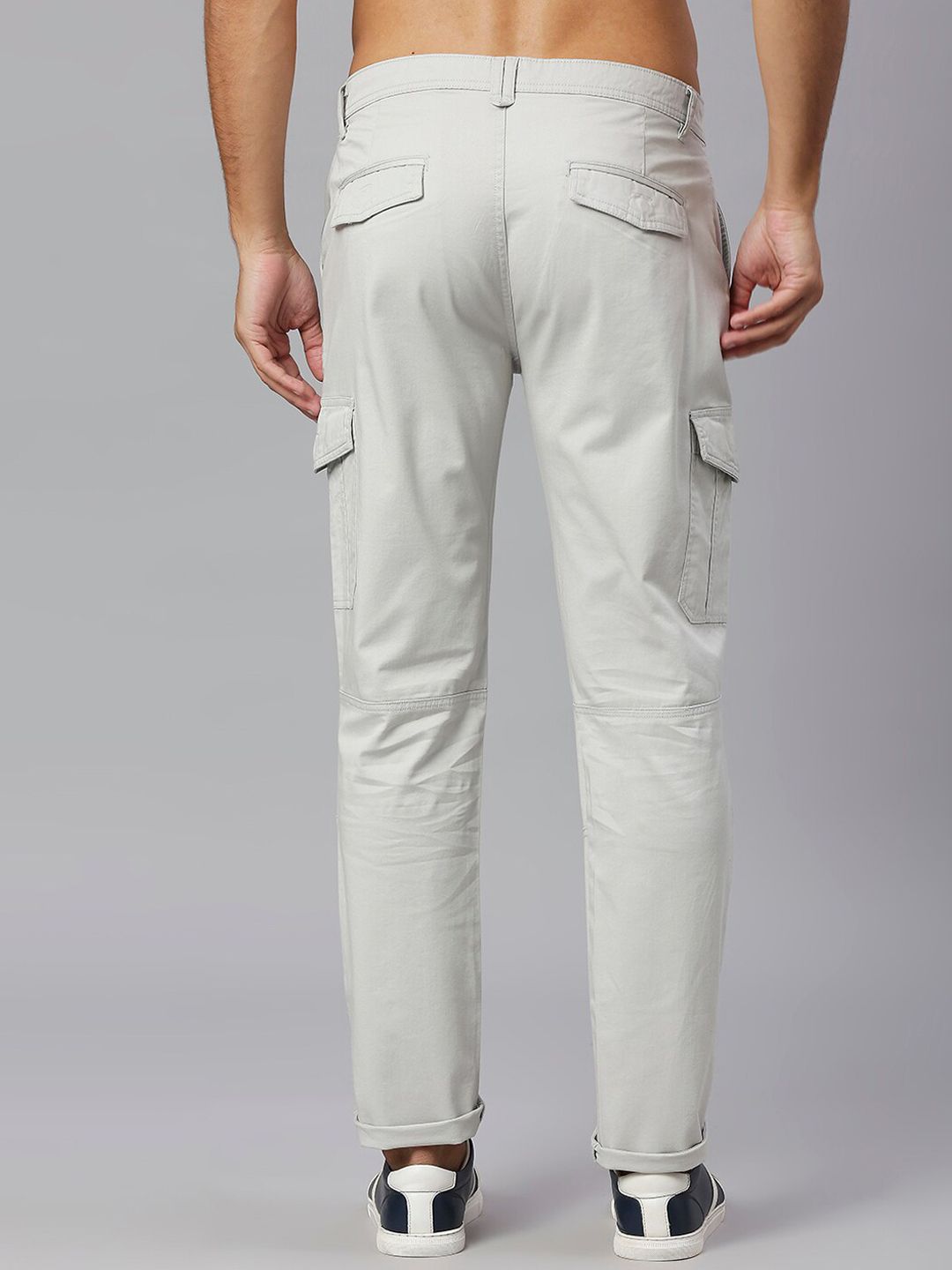 Thomas Scott Men Smart Slim Fit Easy Wash Cargos Trousers