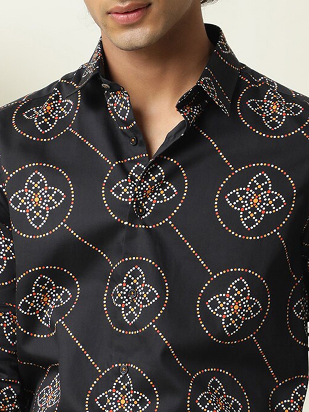 RARE RABBIT Men Remus Slim Fit Ethnic Motifs Printed Cotton Shirt