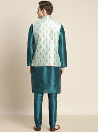 SOJANYA Kurta Motif Etnik Teal Lelaki dengan Churidar