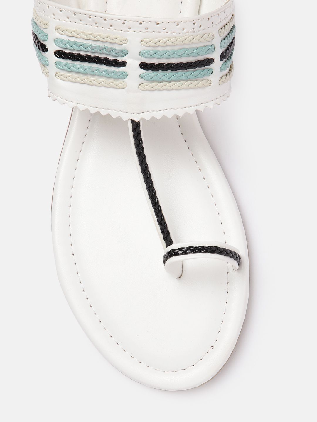 Anouk Women Woven Striped Ethnic One Toe Flats