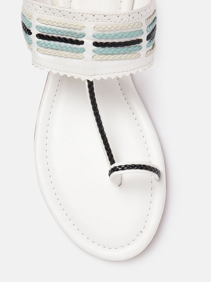 Anouk Women Woven Striped Ethnic One Toe Flats