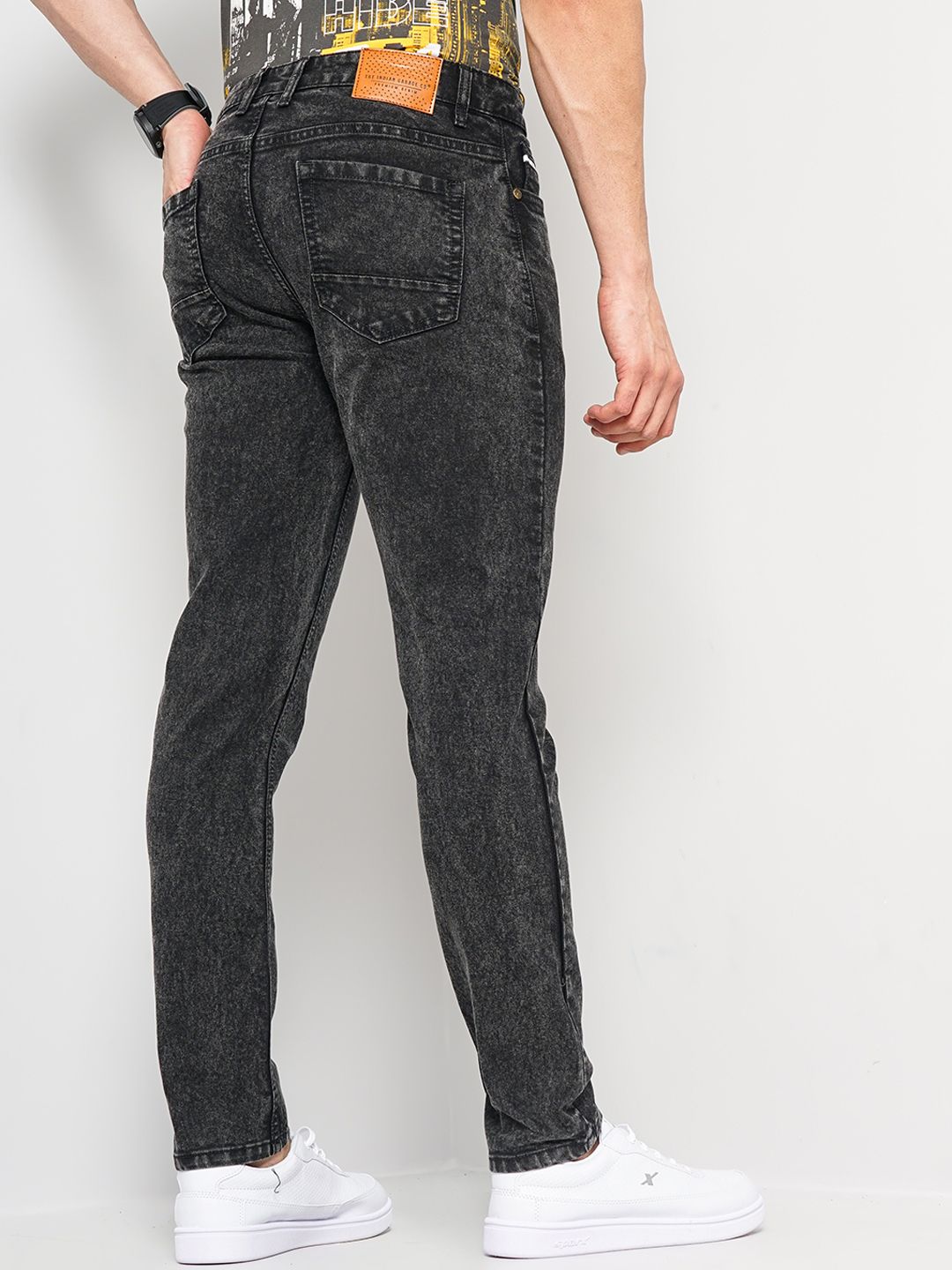 The Indian Garage Co Men Black Slim Fit Clean Look Stretchable Jeans