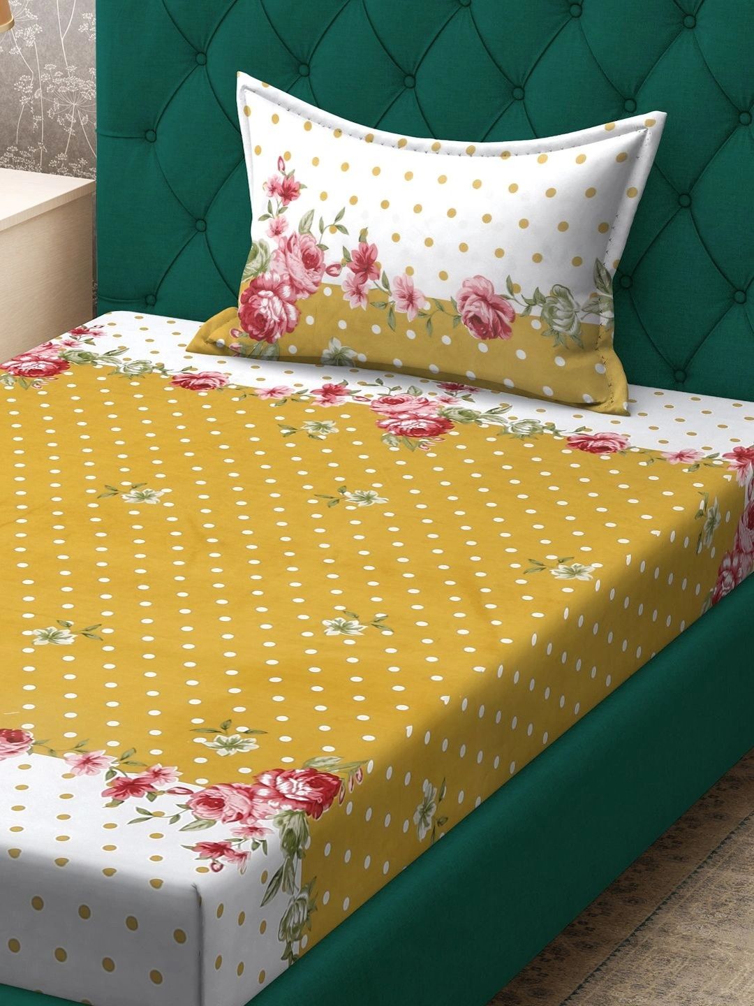 Moda Rapido X KLOTTHE Bunga Kuning & Putih 300 TC Cadar Bujang dengan 1 Sarung Bantal