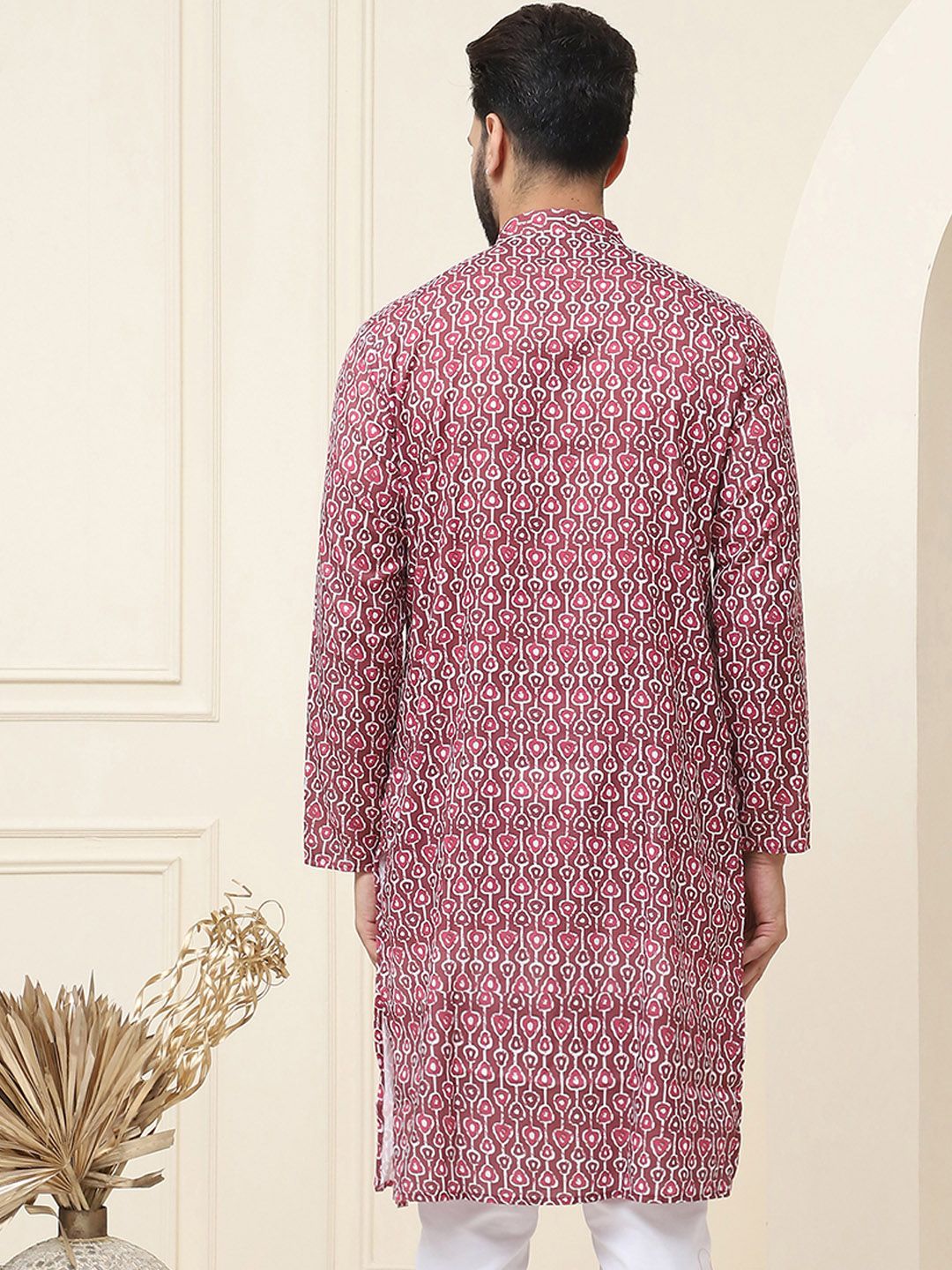 SOJANYA Men Black & Grey Ethnic Motifs Printed Cotton Kurta