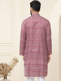 SOJANYA Men Black & Grey Ethnic Motifs Printed Cotton Kurta