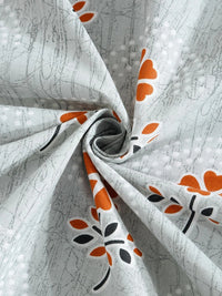 Moda Rapido X KLOTTHE Grey & Orange Floral 400 TC Single Bedsheet with 1 Pillow Covers
