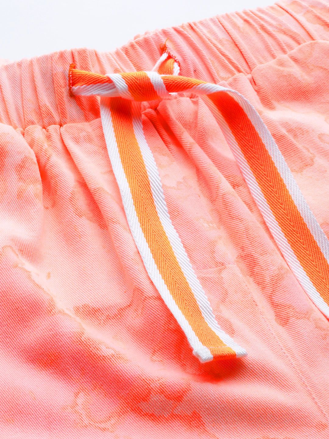 SASSAFRAS Women Peach-Coloured Tie & Dye Twill Pure Cotton Joggers