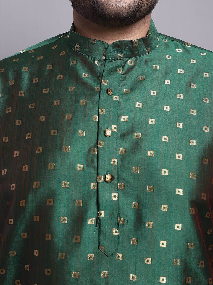 SOJANYA PLUS Geometric Woven Design Kurta With Pyjamas & Nehru Jacket