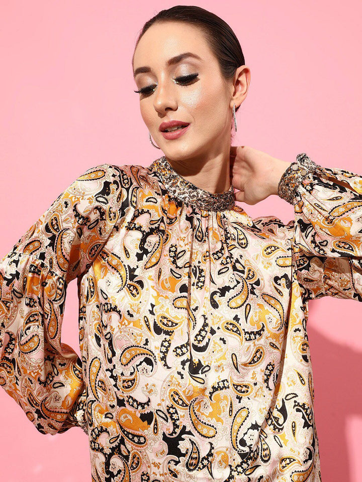 STREET 9 Yellow Ethnic Motifs Top