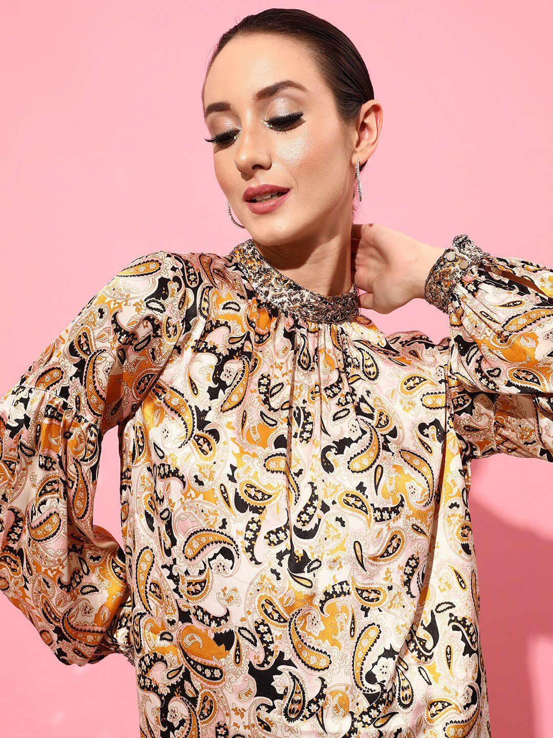 STREET 9 Yellow Ethnic Motifs Top