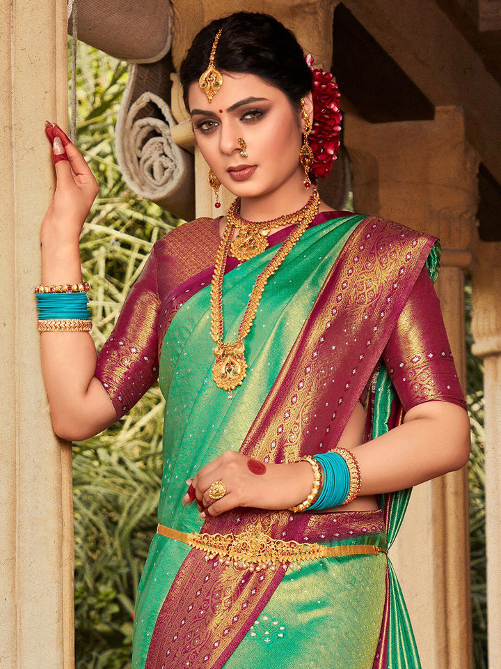 Saree mall Woven Design Zari Silk Blend Kanjeevaram Saree