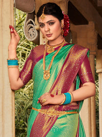 Saree mall Woven Design Zari Silk Blend Kanjeevaram Saree