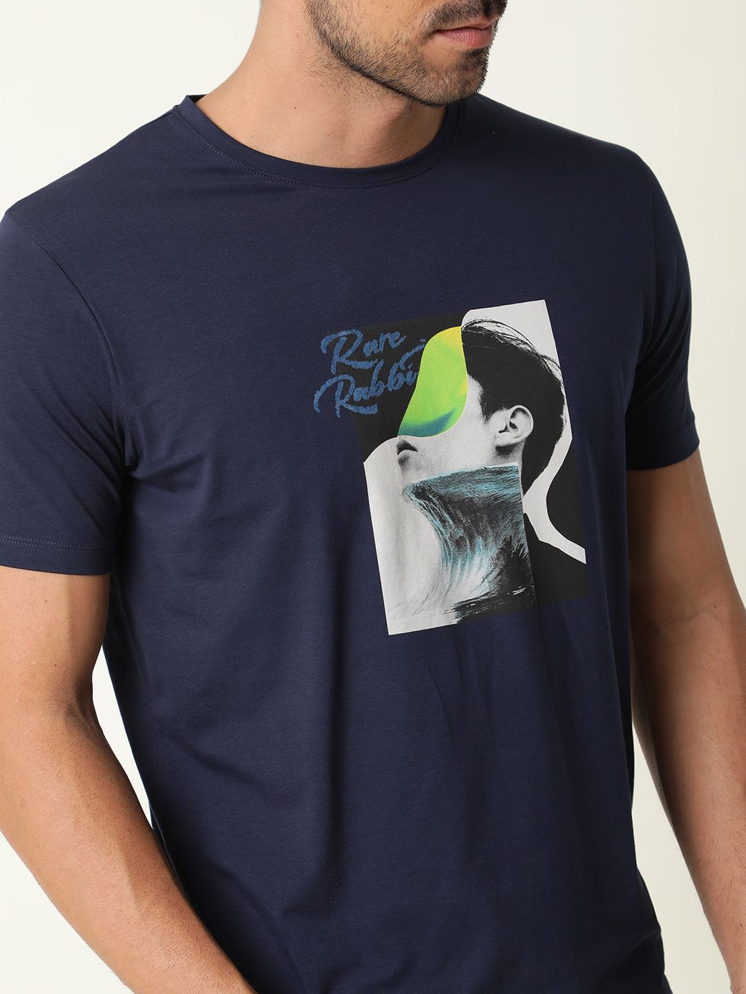 RARE RABBIT Men Minx Graphic Printed Slim Fit T-Shirt