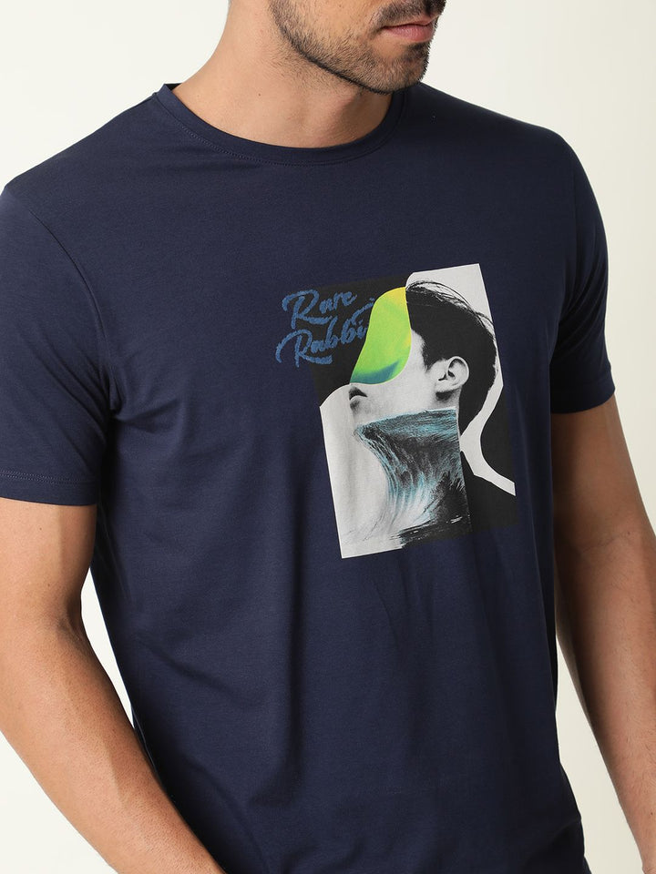 RARE RABBIT Men Minx Graphic Printed Slim Fit T-Shirt