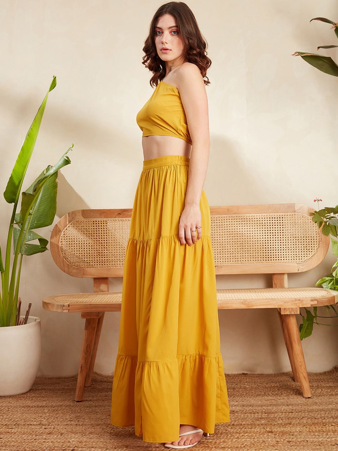 Berrylush One Shoulder Cropped Top With Maxi Skirt