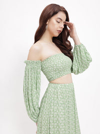 DressBerry Ditsy Floral Smocked Bardot Blitz Crop Top