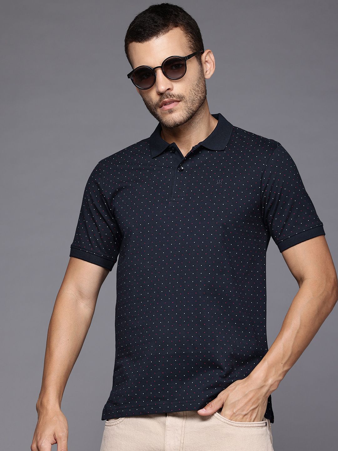 Raymond Slim Modern Fit Printed Polo Collar Pure Cotton T-shirt