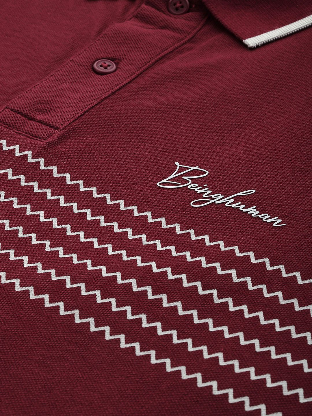 Being Human Geometric Printed Polo Collar Pure Cotton T-shirt