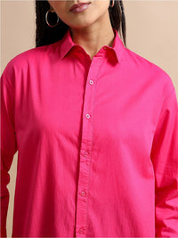 Tokyo Talkies Cutaway Collar Oversized Cotton Casual Shirt
