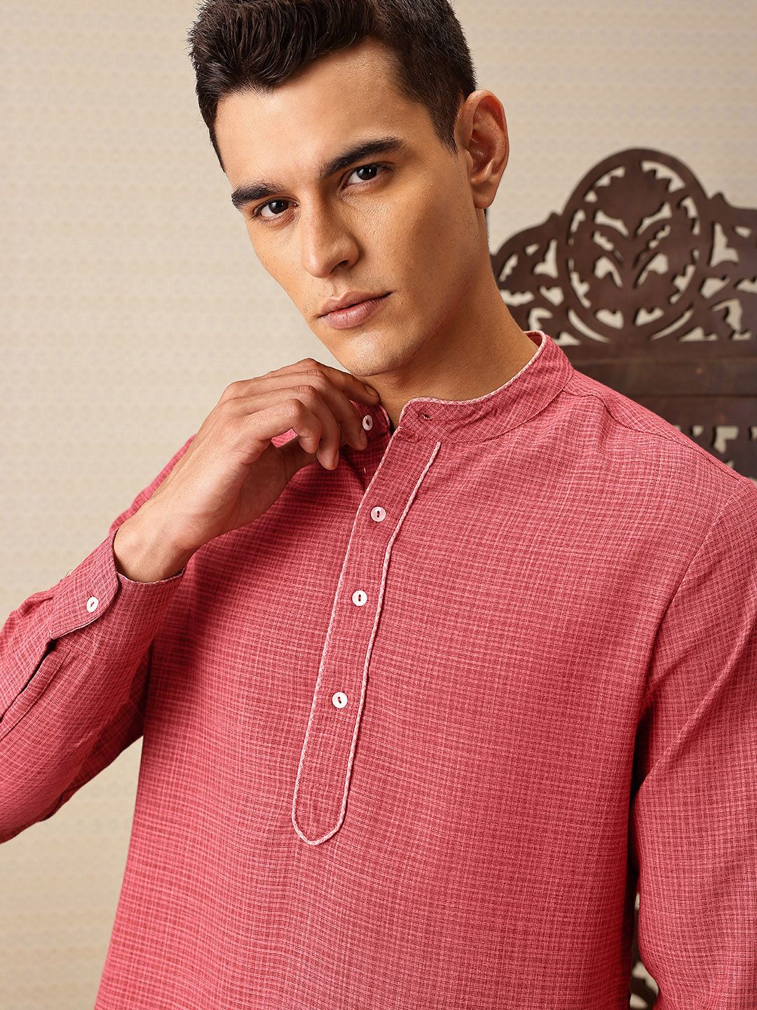 House of Pataudi Checked Jashn Kurta
