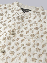 SOJANYA Embroidered Sequined Pure Cotton Kurta With Churidar With Nehru Jacket