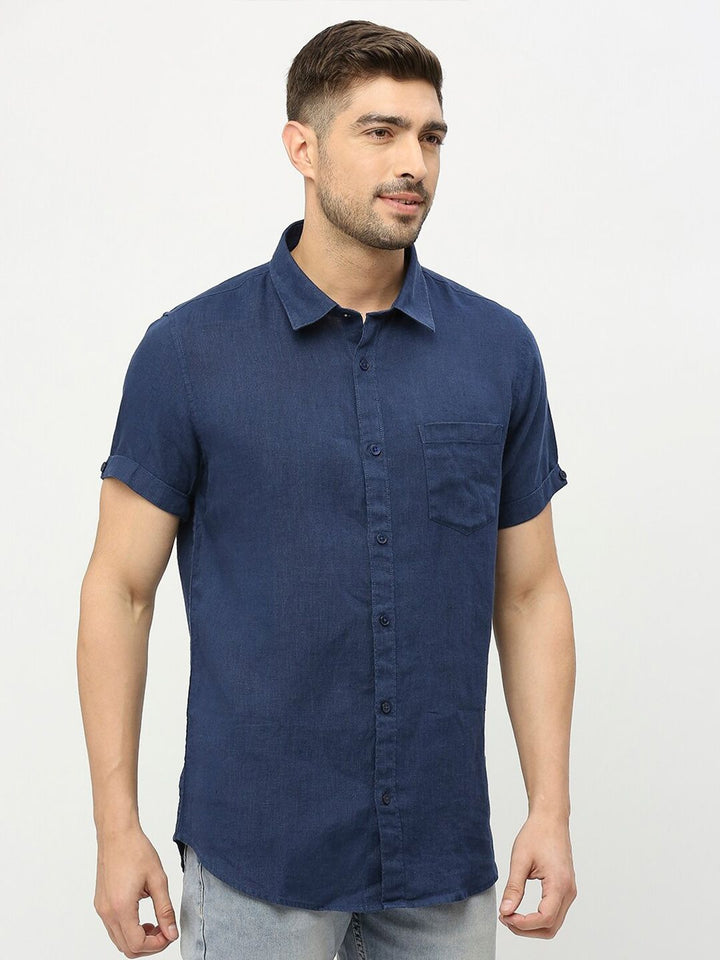 SPYKAR Spread Collar Linen Casual Shirt