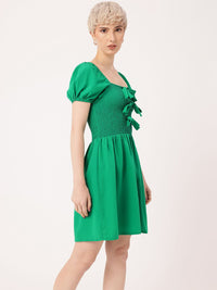 DressBerry Girly Glam Smocked Bows A-Line Mini Dress