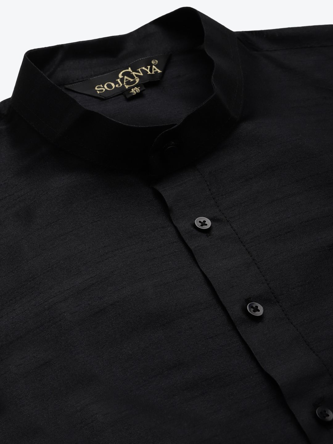 SOJANYA Men Black & White Solid Kurta Set With Jacket