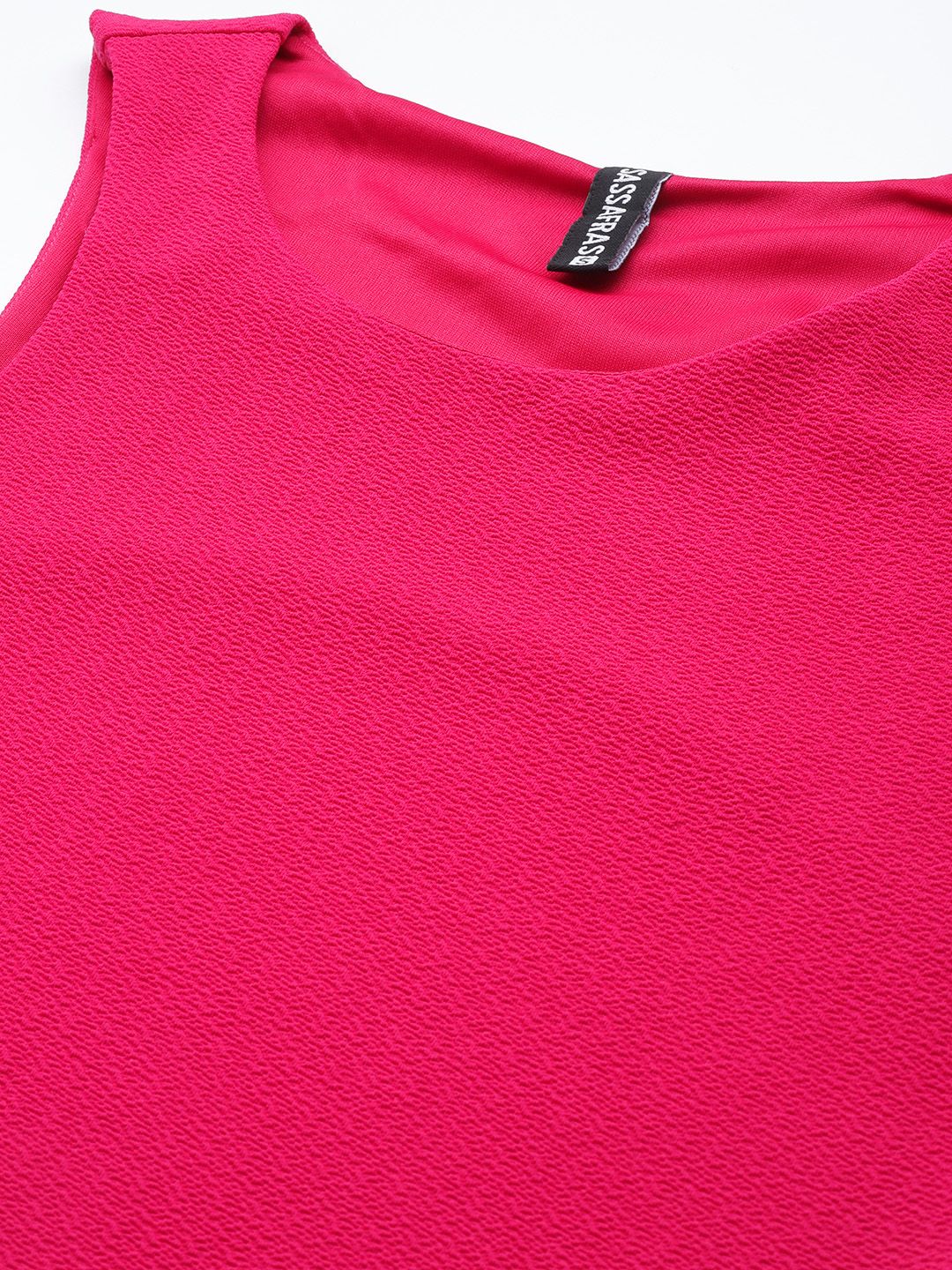SASSAFRAS Women Fuchsia Textured One Shoulder Sheath Midi Dress