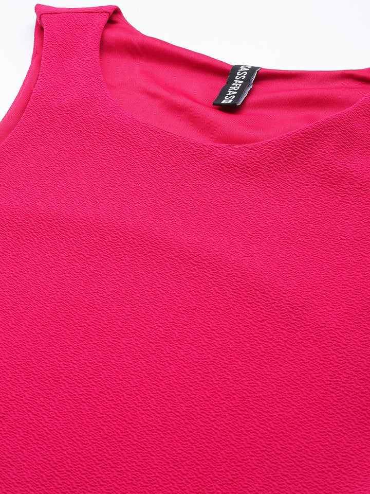SASSAFRAS Women Fuchsia Textured One Shoulder Sheath Midi Dress