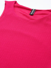 SASSAFRAS Women Fuchsia Textured One Shoulder Sheath Midi Dress