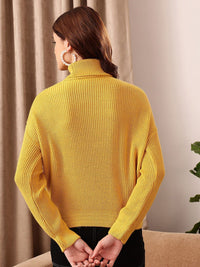 STREET 9 Self Design High Neck Long Sleeve Acrylic Cable Knit Pullover Sweaters