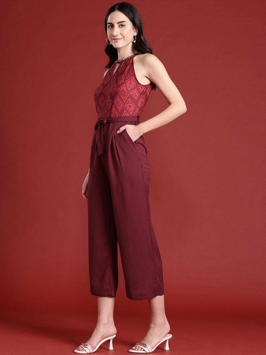 all about you Ethnic Print Culotte Jumpsuit