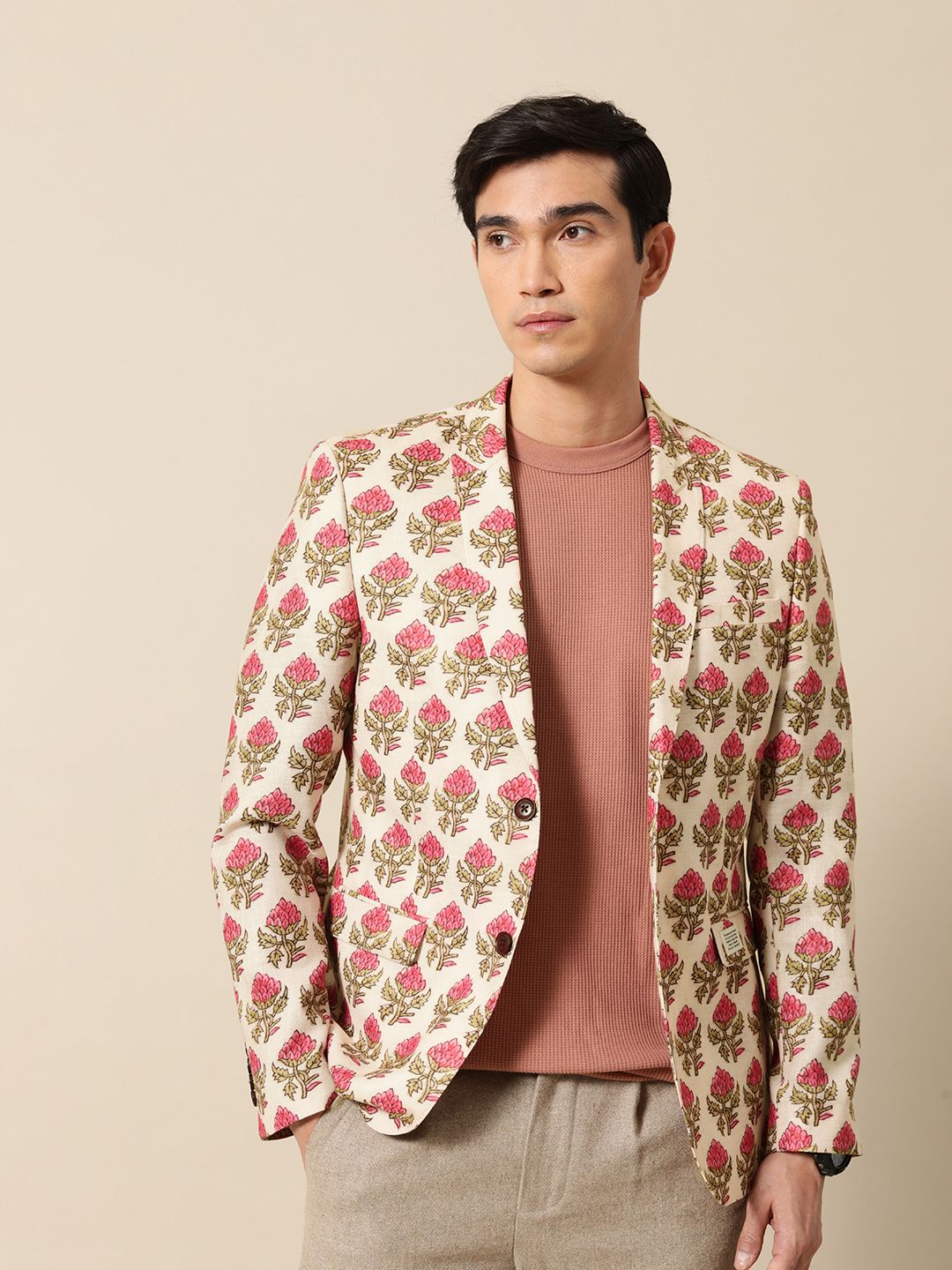 Mr. Bowerbird Tailored-Fit Floral Printed Single Breasted Casual Blazer