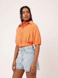 DressBerry Cute Femi Peek-a-boo Pretty Lace Crop Shirt