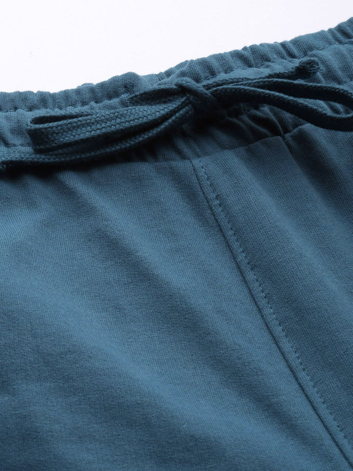 The Indian Garage Co Men Teal Solid Slim Fit  Jogger with Side Strips